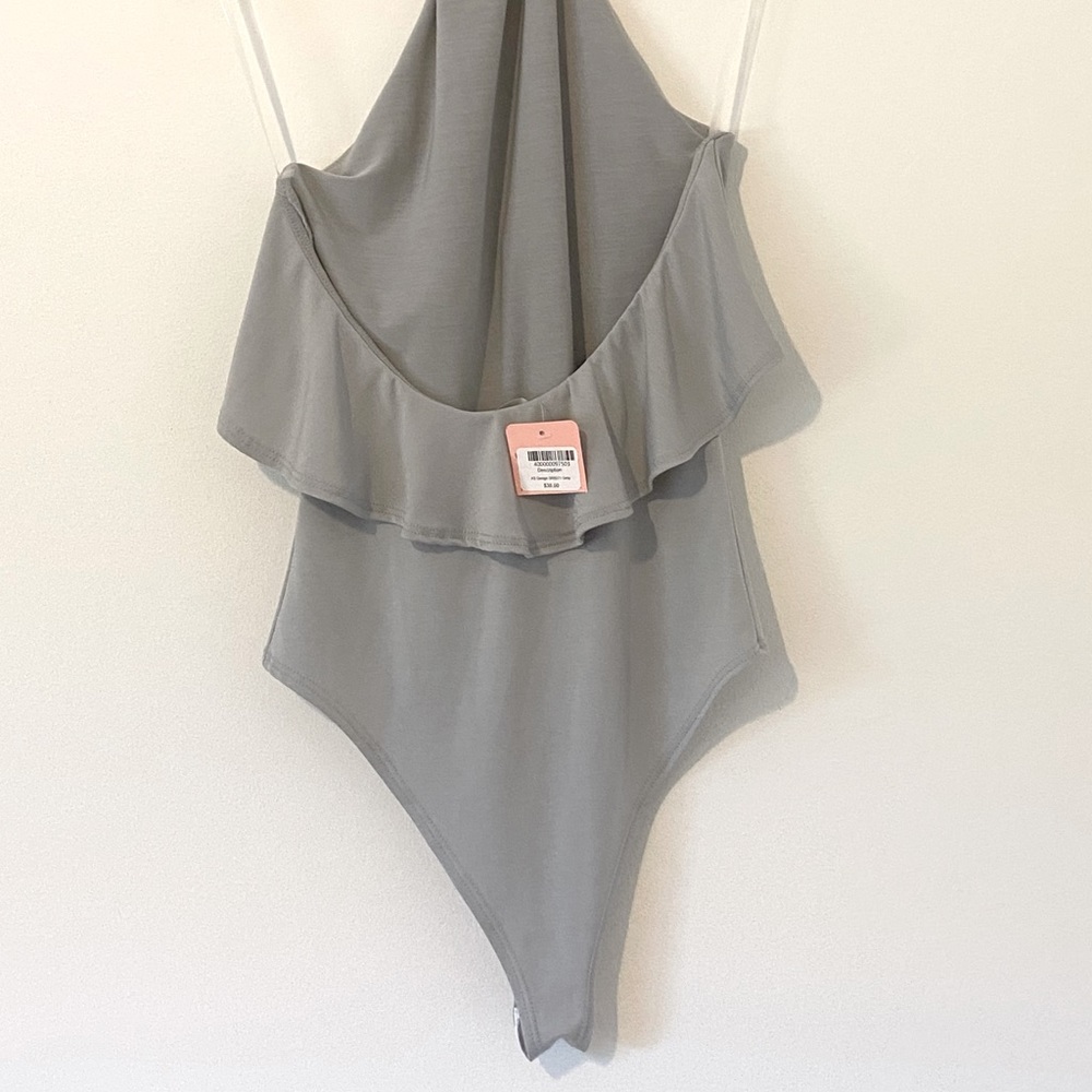 Bodysuit with Ruffles, Gray, Small - Picture 4 of 5